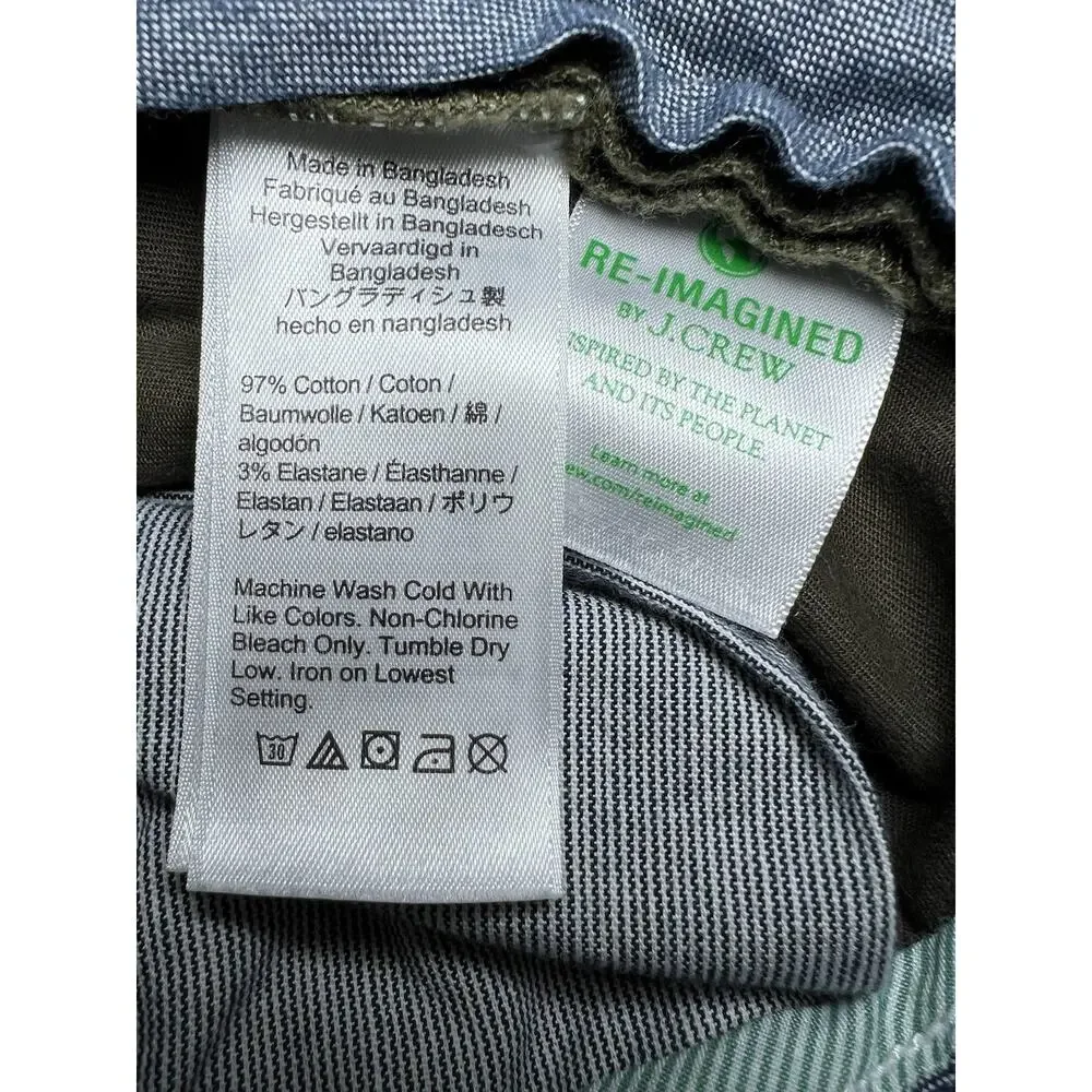 J.Crew Stretch Skinny Chino Pants Men’s W30 Green Twill Flat Front Pockets